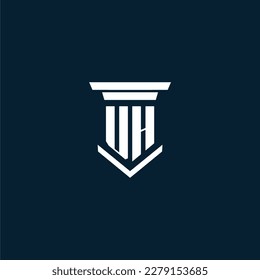 UH initial monogram logo lawfirm with pillar design