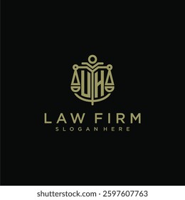UH initial monogram logo for lawfirm with scale vector design