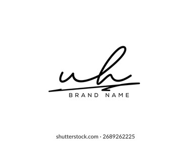UH letter elegant cursive beauty handwriting logo. symbol design| typography logo| creative mark| corporate identity| signature logo.