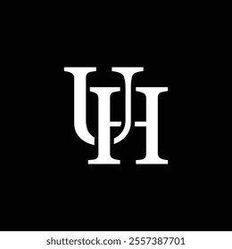 UH letter logo concept isolated on white background. HU Logo