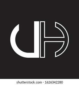 UH Letter logo monogram with oval shape negative space design template