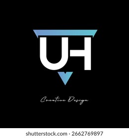 UH Letter Logo in Triangle -Modern Gradient Monogram for Branding and Identity Design