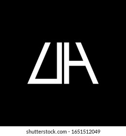 Monograma abstracto con el logotipo UH aislado en fondo negro