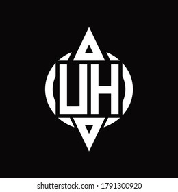 UH-Logo mit abgerundeter, abgerundeter Dreieck-Oberkante und Unterseiten-Design-Vorlage