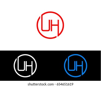 Uh Logo. Letter Design Vector with Red and Black Gold Silver Colors
