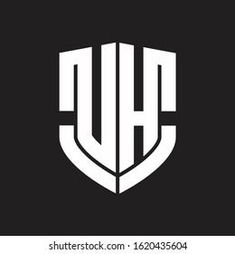 UH Logo monogram with emblem shield shape design isolated on black background