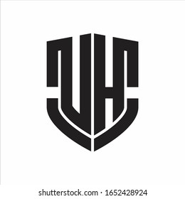 UH-Logo-Monogramm mit Emblem-Schild-Design einzeln auf weißem Hintergrund