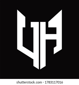 UH Logo monogram with fox head shape design template