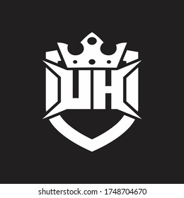 UH-Logo-Monogramm einzeln auf Schild und Kronen-Design-Vorlage