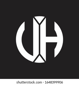 Monograma de logotipo UH con estilo de cinta circular en pieza