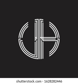 UH Logo monogram triple ribbon style line design template isolated on black background