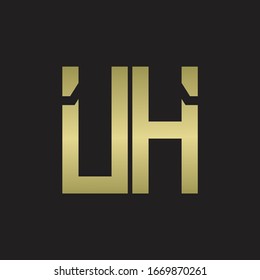 Logotipo UH con plantilla de diseño de forma escamosa con colores dorados