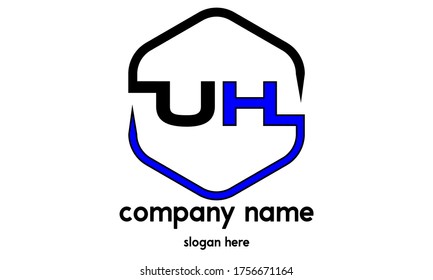 Logo de UH. Diseño del logotipo de letras U y H.