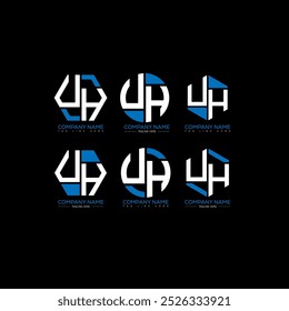 UH minimalist and classic logo set design.UH monogram polygonal and circle shape vector. UH unique design.
