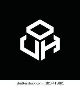UH monogram logo with 3 cube style design template isolated on black background