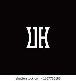 UH monogram logo with curved side style design template
