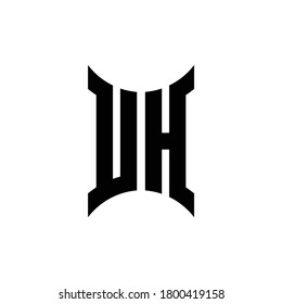 UH monogram logo with curved side design template