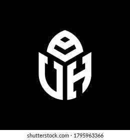 logotipo de monograma UH con forma de ciprés plantilla de diseño de estilo de lujo
