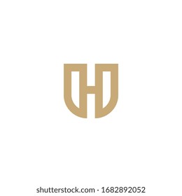 UH monogram logo with gold color. U & H.