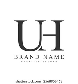 UH trendy logotype template. Initial letter u and h classic font style. Creative logo for company name or identity. Vector illustration.