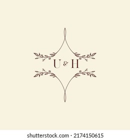 UH wedding initial logo letters in high quality professional design that will print well across any print media