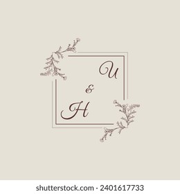 UH wedding line square monogram with high quality professional design that will print well