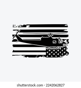 UH-1 Iroquois Huey Military Helicopter Vintage Flag