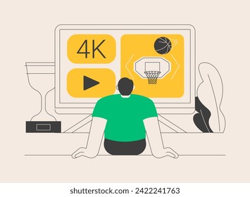 UHD smart TV abstract concept vector illustration. UHD display technology, smart TV, ultra high definition television, home entertainment system, 4k 8k video resolution online abstract metaphor.