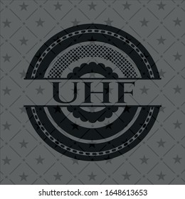 UHF dark badge. Vector Illustration. Detailed.