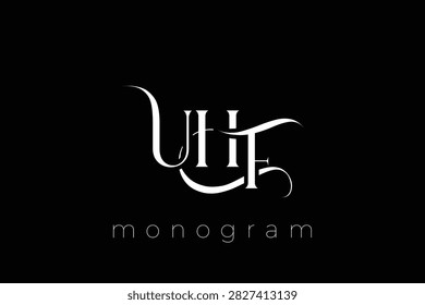 UHF Elegant Monogram Logo Design With Decorative Lettering. Elegant Monogram Logo Design with Decorative Elements and Typography
