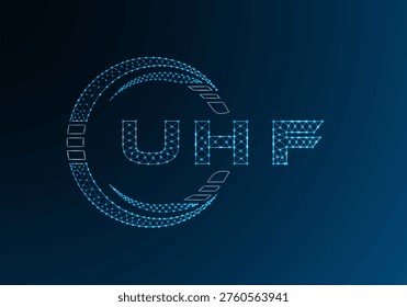 UHF low poly letter logo vector design. UHF lower poly logo design. Low poly logo.
