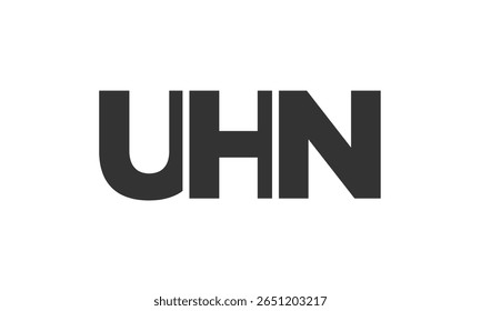 UHN logo design template with strong and modern bold text. Initial based vector logotype featuring simple and minimal typography. Trendy company identity ideal for businesses brand presence.