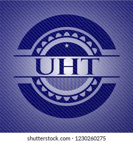 UHT emblem with jean background