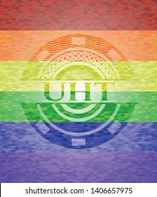 UHT lgbt colors emblem. Vector Illustration. Mosaic.