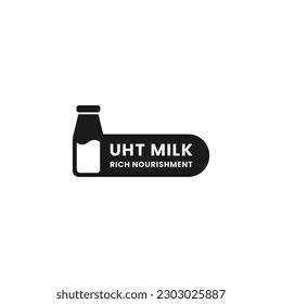 UHT Milk Label Vector or UHT Milk Icon Vector Isolated in Flat Style. UHT Milk label for product packaging design element. Simple UHT Milk icon for packaging design element.