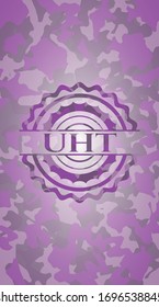 UHT pink on camouflage pattern. Vector Illustration. Detailed.