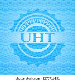 UHT water wave concept style badge.