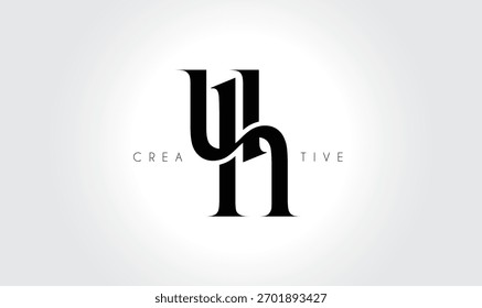 Logotipo elegante del monograma del serif de UHuh – Letra tipográfica minúscula de lujo para la marca moderna