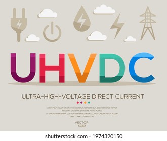 UHVDC Mean (ultra High Voltage Direct Current) Energy Acronyms ,letters And Icons ,Vector Illustration.	
