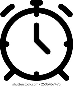 Ilustración del icono del Vector del despertador de UI. Estilo de línea