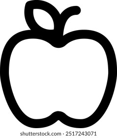 Ilustración de icono de Vector de manzana UI. Estilo de línea