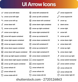 Kit de iconos UI Arrow para Sitio web, App y proyecto de comercio electrónico. Iconos de línea de estilo mínimo con editable.
