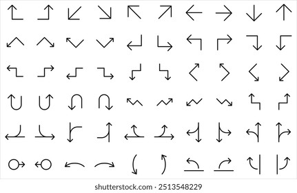 UI Arrows isolated icons set. Set of line with editable stroke vector icon 