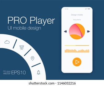 UI audio player templates templates in vector with design elements