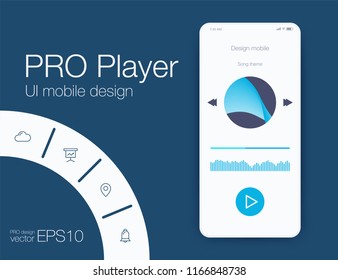 UI audio player templates templates in vector with design elements