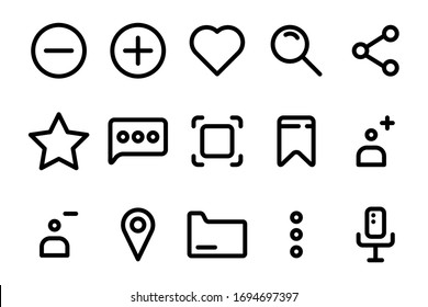 uI conjunto de iconos básicos para sitio web, aplicación, usuario, interfaz, móvil, etc., estilo editable
