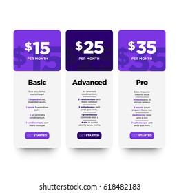 UI Boxes For Monthly Membership Plans Page Design 