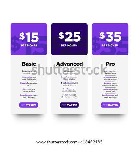 UI Boxes For Monthly Membership Plans Page Design 