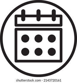 UI calendar icon or illustration vector graphic with outline style, rounded, circle. suitable for ui, ux, web, and applications.