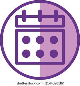 UI calendar purple icon or illustration vector graphic with outline style, rounded, circle, purple. suitable for ui, ux, web, and applications.